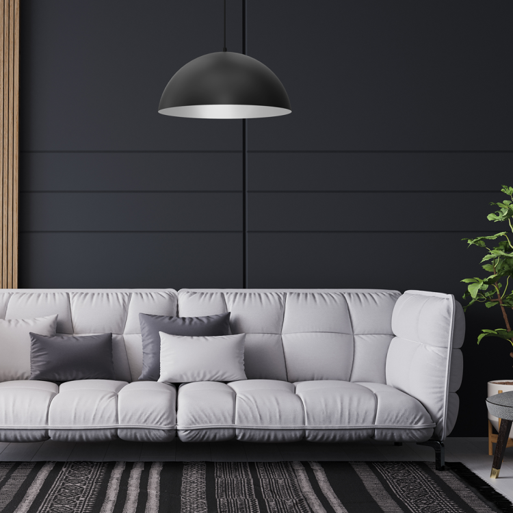 Lampa sufitowa wisząca Industrialna Loft BETA BLACK/WHITE 1xE27 45cm MLP8955 Milagro nowoczesna oprawa oświetleniowa metal żyrandol do Kuchni Jadalni nad stół blat wyspę czarny czarna biały biała czarno biała zwis Inspiracje Premium