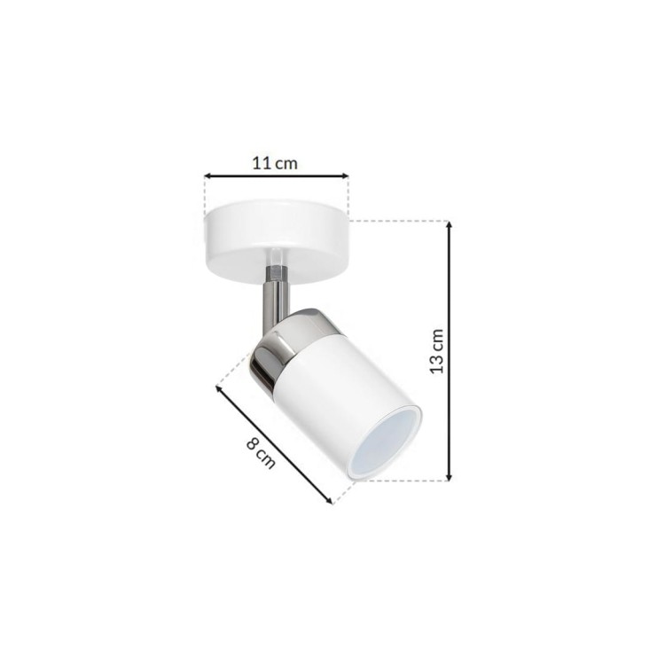 Lampa ścienno-sufitowa Kinkiet Industrialny Spot JOKER WHITE/CHROME 1xGU10 MLP898 Milagro 1x GU10 Loft nowoczesny metalowy sufitowa ścienna biały biała chrom pojedynczy Inspiracje Premium