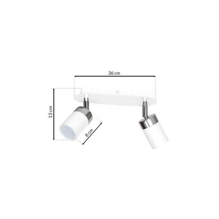 Lampa sufitowa listwa natynkowa JOKER WHITE/CHROME 2xGU10 MLP899 Milagro 2x GU10 24cm Spot oprawa oświetleniowa nowoczesna ścienna Industrialna Loft nawierzchniowa metal biały biała chrom Inspiracje Premium