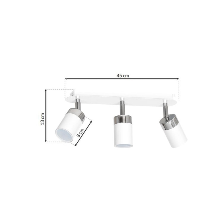 Lampa sufitowa listwa natynkowa JOKER WHITE/CHROME 3xGU10 MLP900 Milagro 3x GU10 34cm Spot oprawa oświetleniowa nowoczesna ścienna Industrialna Loft nawierzchniowa metal biały biała chrom Inspiracje Premium