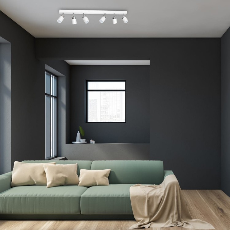 Lampa sufitowa listwa natynkowa JOKER WHITE/CHROME 6xGU10 MLP908 Milagro 6x GU10 90cm Spot oprawa oświetleniowa nowoczesna ścienna Industrialna Loft nawierzchniowa metal biały biała Inspiracje Premium