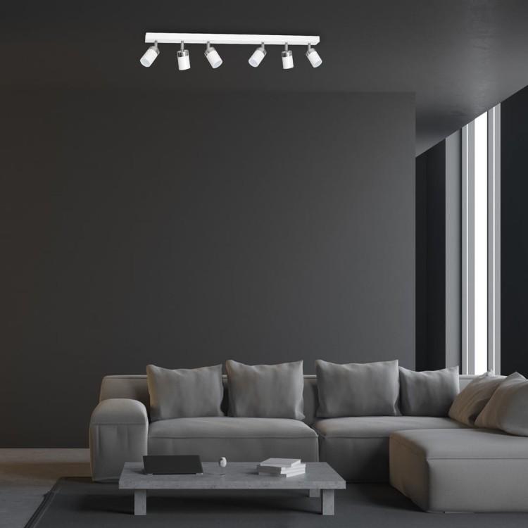 Lampa sufitowa listwa natynkowa JOKER WHITE/CHROME 6xGU10 MLP908 Milagro 6x GU10 90cm Spot oprawa oświetleniowa nowoczesna ścienna Industrialna Loft nawierzchniowa metal biały biała Inspiracje Premium