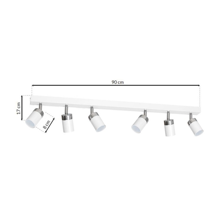 Lampa sufitowa listwa natynkowa JOKER WHITE/CHROME 6xGU10 MLP908 Milagro 6x GU10 90cm Spot oprawa oświetleniowa nowoczesna ścienna Industrialna Loft nawierzchniowa metal biały biała Inspiracje Premium