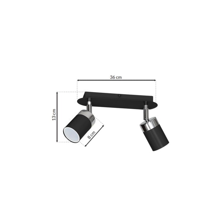Lampa sufitowa listwa natynkowa JOKER BLACK/CHROME 2xGU10 MLP911 Milagro 2x GU10 24cm Spot oprawa oświetleniowa nowoczesna ścienna Industrialna Loft nawierzchniowa metal czarny czarna Inspiracje Premium