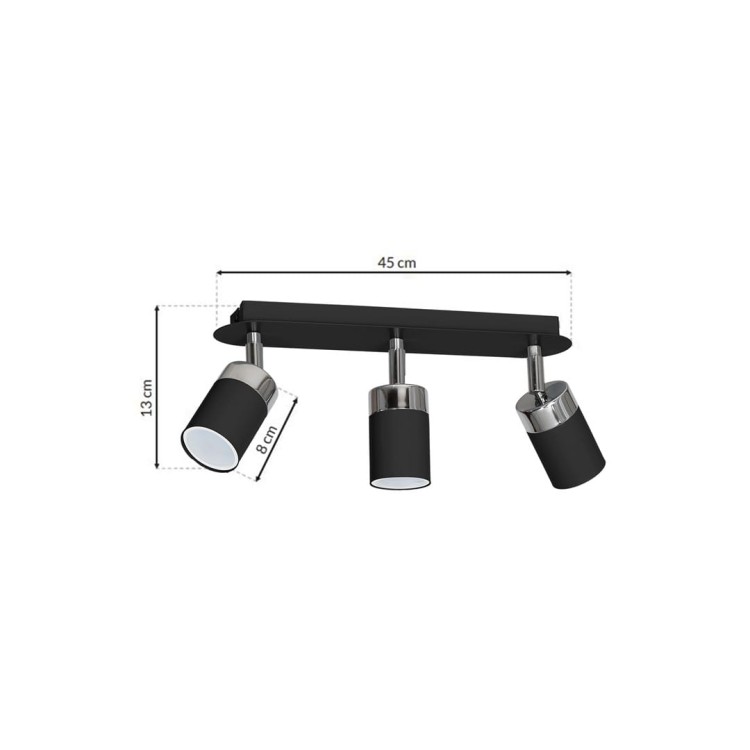 Lampa sufitowa listwa natynkowa JOKER BLACK/CHROME 3xGU10 MLP912 Milagro 3x GU10 34cm Spot oprawa oświetleniowa nowoczesna ścienna Industrialna Loft nawierzchniowa metal czarny czarna chrom Inspiracje Premium