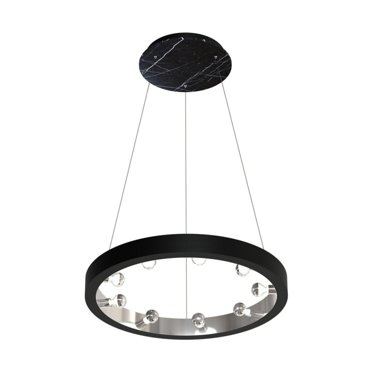 Lampa sufitowa wisząca okrąg koło Industrialna Loft CASSIOPEIA 9xE14 MZ5031 Milagro by Maciej Zień 9x E14 70cm nowoczesna oprawa oświetleniowa okrągła metal żyrandol czarny czarna chrom zwis Inspiracje Premium