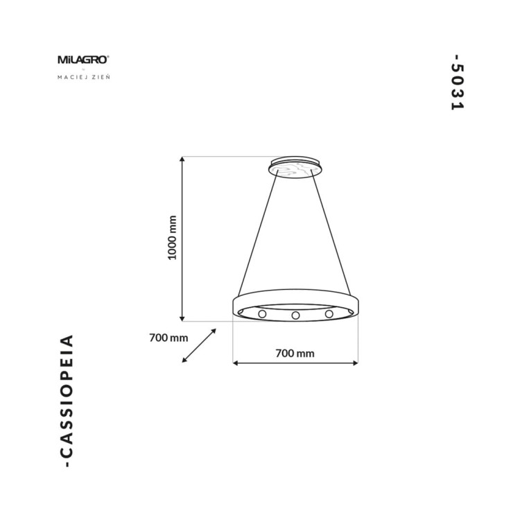 Lampa sufitowa wisząca okrąg koło Industrialna Loft CASSIOPEIA 9xE14 MZ5031 Milagro by Maciej Zień 9x E14 70cm nowoczesna oprawa oświetleniowa okrągła metal żyrandol czarny czarna chrom zwis Inspiracje Premium