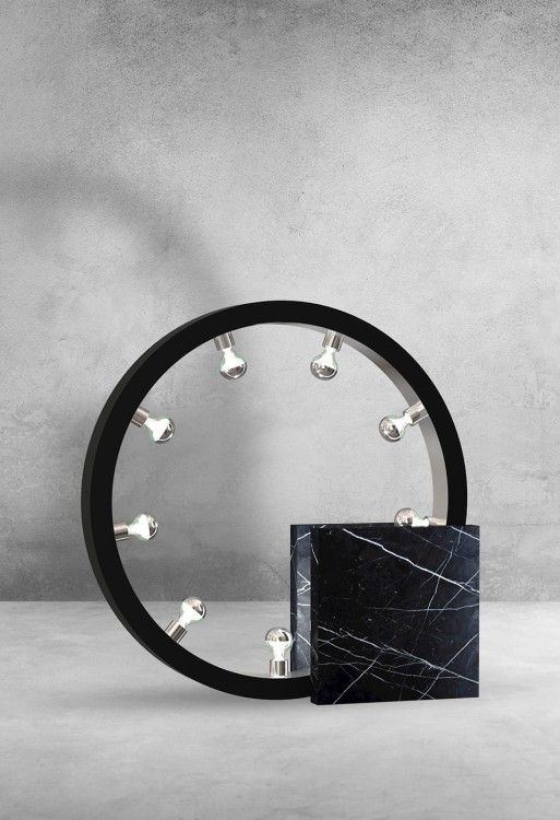 Lampa podłogowa nocna stojąca Industrialna Loft CASSIOPEIA 9xE14 MZ5033 Milagro by Maciej Zień 9x E14 70cm lampka nowoczesna oświetleniowa metal czarny czarna chrom Inspiracje Premium