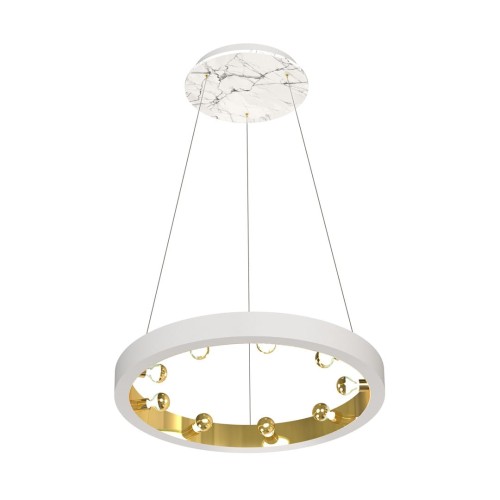 Lampa sufitowa wisząca okrąg koło Industrialna Loft CASSIOPEIA 9xE14 MZ5035 Milagro by Maciej Zień 9x E14 70cm nowoczesna oprawa oświetleniowa okrągła metal żyrandol biały biała biało złoty zwis Inspiracje Premium