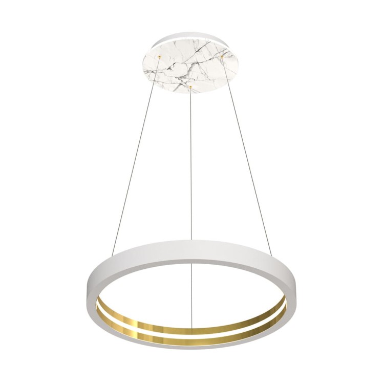 Lampa sufitowa wisząca okrąg koło Industrialna Loft CASSIOPEIA 8,5W LED MZ5039 Milagro by Maciej Zień 3000K 70cm nowoczesna oprawa oświetleniowa okrągła metal żyrandol biały biała biało złota zwis Inspiracje Premium