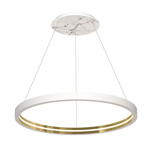Lampa sufitowa wisząca okrąg koło Industrialna Loft CASSIOPEIA 14W LED MZ5040 Milagro by Maciej Zień 3000K 115cm nowoczesna oprawa oświetleniowa okrągła metal żyrandol biały biała zwis Inspiracje Premium