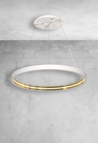 Lampa sufitowa wisząca okrąg koło Industrialna Loft CASSIOPEIA 14W LED MZ5040 Milagro by Maciej Zień 3000K 115cm nowoczesna oprawa oświetleniowa okrągła metal żyrandol biały biała zwis Inspiracje Premium
