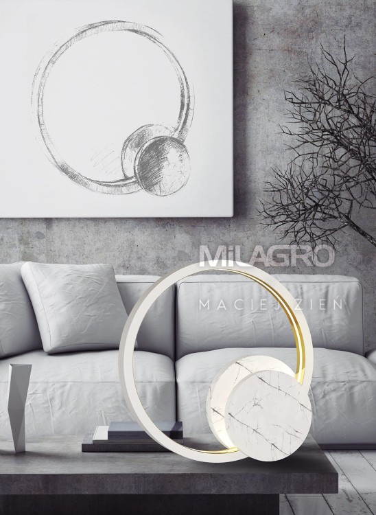 Lampa podłogowa nocna stojąca Industrialna Loft CASSIOPEIA 8,5W LED MZ5041 Milagro by Maciej Zień 3000K 70cm lampka nowoczesna oświetleniowa metal biały biała biało złota Inspiracje Premium