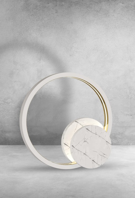 Lampa podłogowa nocna stojąca Industrialna Loft CASSIOPEIA 8,5W LED MZ5041 Milagro by Maciej Zień 3000K 70cm lampka nowoczesna oświetleniowa metal biały biała biało złota Inspiracje Premium