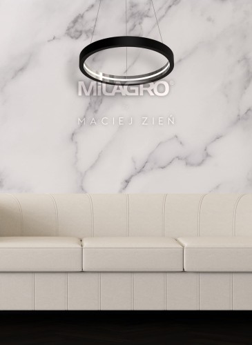 Lampa sufitowa wisząca okrąg koło Industrialna Loft CASSIOPEIA 8,5W LED MZ5043 Milagro by Maciej Zień 3000K 70cm nowoczesna oprawa oświetleniowa okrągła metal żyrandol czarny czarna zwis Inspiracje Premium