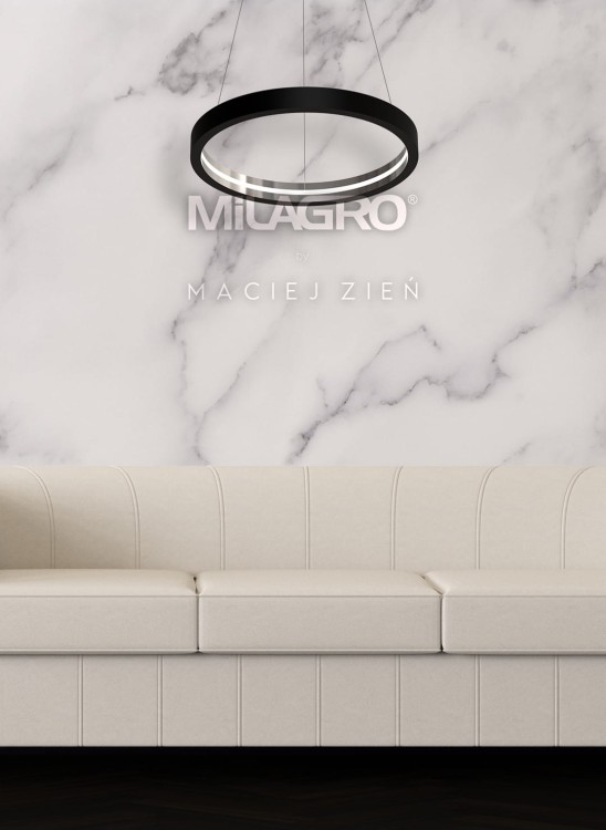 Lampa sufitowa wisząca okrąg koło Industrialna Loft CASSIOPEIA 8,5W LED MZ5043 Milagro by Maciej Zień 3000K 70cm nowoczesna oprawa oświetleniowa okrągła metal żyrandol czarny czarna zwis Inspiracje Premium