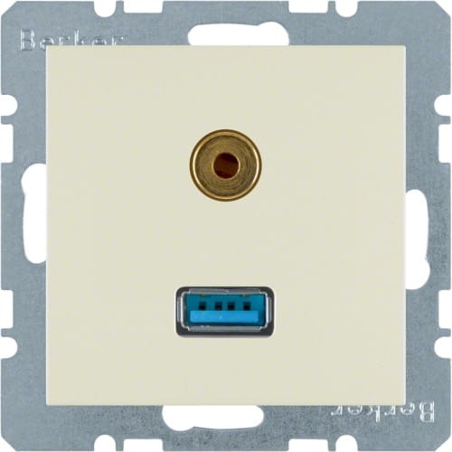 B.Kwadrat/S.1 Gniazdo USB / 3,5 mm Audio, krem 3315398982 HAGER BERKER