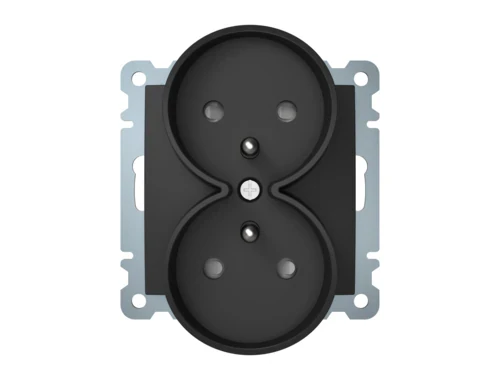 B.Kwadrat Gniazdo podwójne z uziemieniem do ramek 1- lub wielokrotnych antracyt 2-kr 5361878986 HAGER BERKER