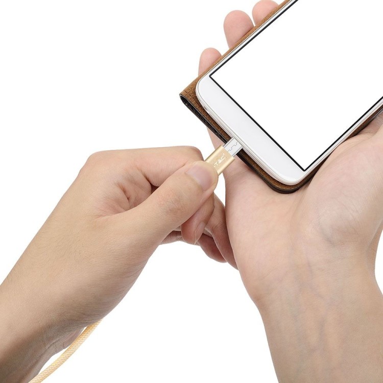 Przewód kabel do USB Quick Charge wtyk A - wtyk C 1m VT-5334 V-TAC telefon tablet smartfon metrowy złoty