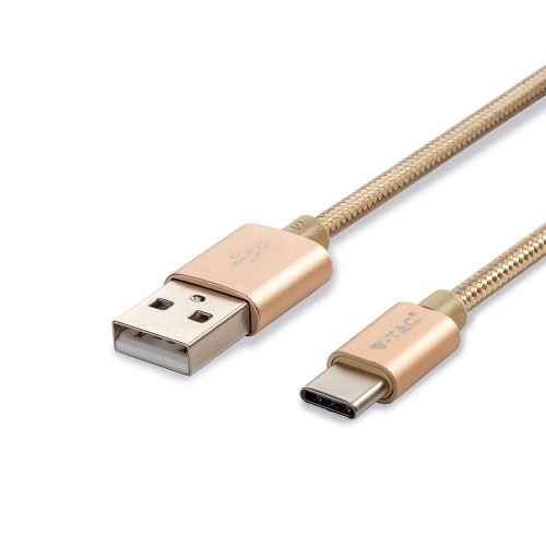 Przewód kabel do USB Quick Charge wtyk A - wtyk C 1m VT-5334 V-TAC telefon tablet smartfon metrowy złoty