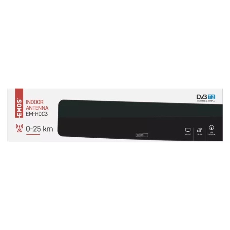 Antena pokojowa wewnętrzna DVB-T 20 dBi filtr LTE/4G HDC3 J0675 Emos DVB-T2 UHF
