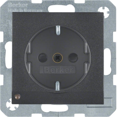 B.X Gniazdo SCHUKO z uz. z podświetleniem orientacyjnym LED, ant mat 41091606 HAGER BERKER