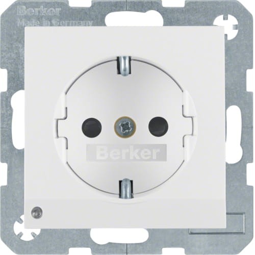 B.X Gniazdo SCHUKO z uz. z podświetleniem orientacyjnym LED, biały 41098989 HAGER BERKER