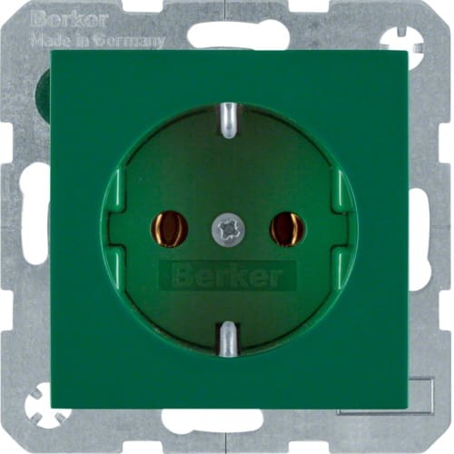 B.X/S.1 Gniazdo SCHUKO z uz. samozaciski, zielony 47438913 HAGER BERKER