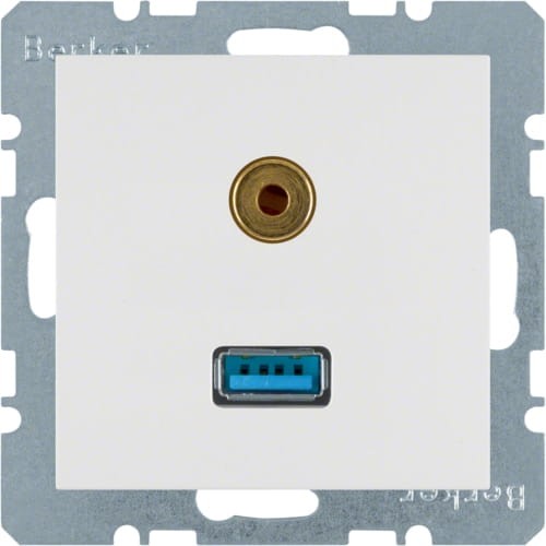B.X/S.1 Gniazdo USB / 3,5 mm Audio biały 3315398989 HAGER BERKER
