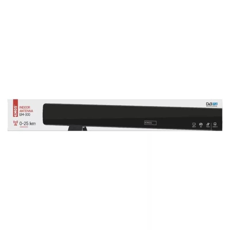 Antena pokojowa wewnętrzna DVB-T 20 dBi filtr LTE/4G HDi 300 J0662 Emos DVB-T2 UHF VHF DAB
