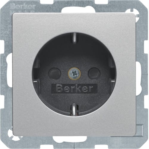 Q.x Gniazdo SCHUKO kompletne alu aks, lak 47236084 HAGER BERKER