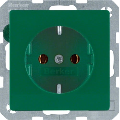 Q.x Gniazdo SCHUKO kompletne, zielony, aks 47436013 HAGER BERKER