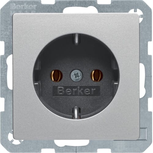Q.x Gniazdo SCHUKO kompletne alu aks, lak 47436084 HAGER BERKER