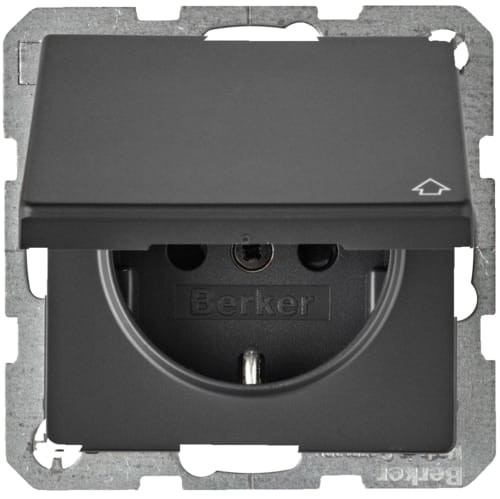 Q.x Gniazdo SCHUKO kompletne z porkywą, ant aks, lak 47516086 HAGER BERKER