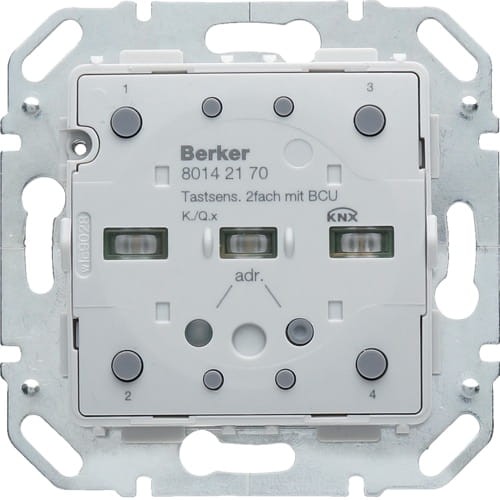 KNX e/s Q.x/K.x Moduł przycisku 2-kr z portem mag., diod. LED RGB i czuj. temp. 80142170 HAGER BERKER