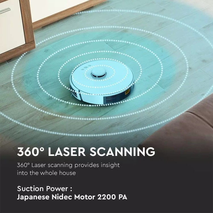Odkurzacz Automatyczny VT-5556 V-TAC Auto powrót Gyro Laser Kompatybilny z Amazon Alexa Google Home Smart skanowanie laserowe