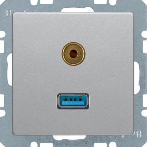 Q.x Gniazdo USB/3.5 mm audio alu aks, lak 3315396084 HAGER BERKER