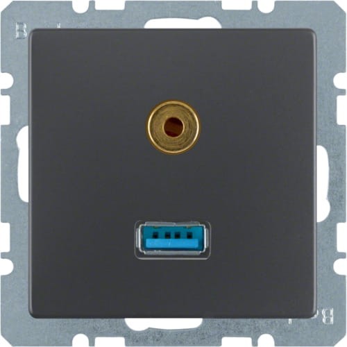Q.x Gniazdo USB/3.5 mm audio, ant, aks lak 3315396086 HAGER BERKER