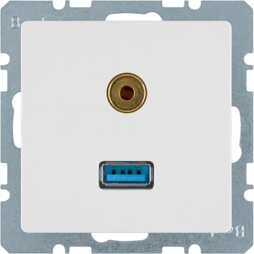 Q.x Gniazdo USB/3.5 mm audio biały, aks 3315396089 HAGER BERKER