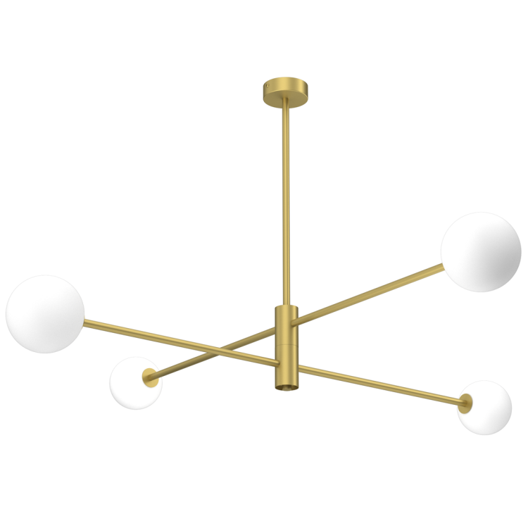 Lampa sufitowa wisząca Industrialna Loft DORI GOLD 4xG9 MLP8573 Milagro G9 x4 nowoczesna oprawa oświetleniowa metalowa nad stół blat wyspę z białymi kulami kulkami złota złoto Inspiracje Premium
