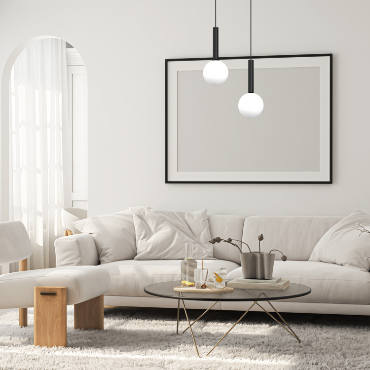 Lampa sufitowa wisząca PLAY BLACK 1xG9 MLP0970 Milagro 1x G9 od 35cm do 90cm nowoczesna oprawa oświetleniowa kula szklana biała czarna zwis Inspiracje Premium