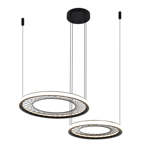 Lampa sufitowa wisząca NEST 77W LED 61+41cm ML0525 Milagro nowoczesna oprawa oświetleniowa dwa świecące okręgi czarne czarna zwis Inspiracje Premium
