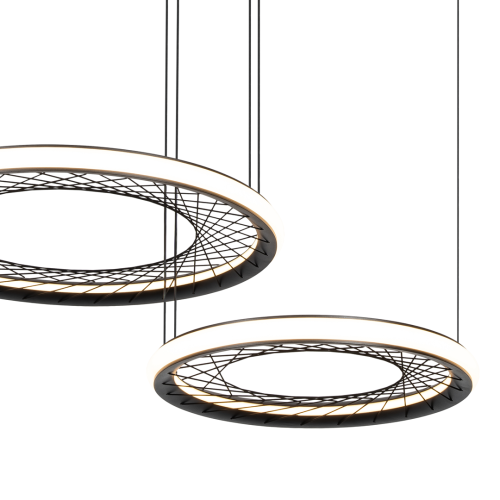 Lampa sufitowa wisząca NEST 77W LED 61+41cm ML0525 Milagro nowoczesna oprawa oświetleniowa dwa świecące okręgi czarne czarna zwis Inspiracje Premium
