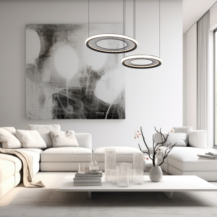 Lampa sufitowa wisząca NEST 77W LED 61+41cm ML0525 Milagro nowoczesna oprawa oświetleniowa dwa świecące okręgi czarne czarna zwis Inspiracje Premium