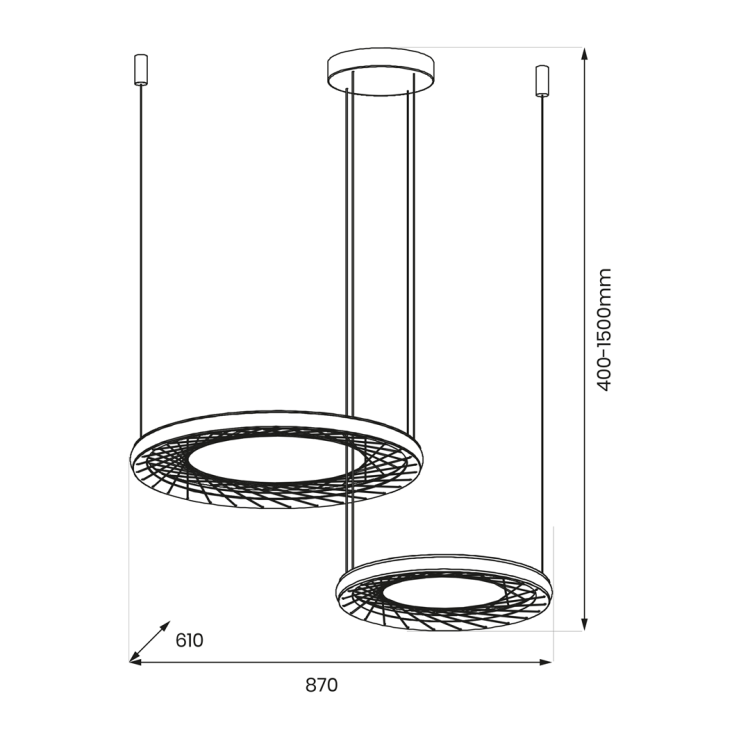 Lampa sufitowa wisząca NEST 77W LED 61+41cm ML0525 Milagro nowoczesna oprawa oświetleniowa dwa świecące okręgi czarne czarna zwis Inspiracje Premium