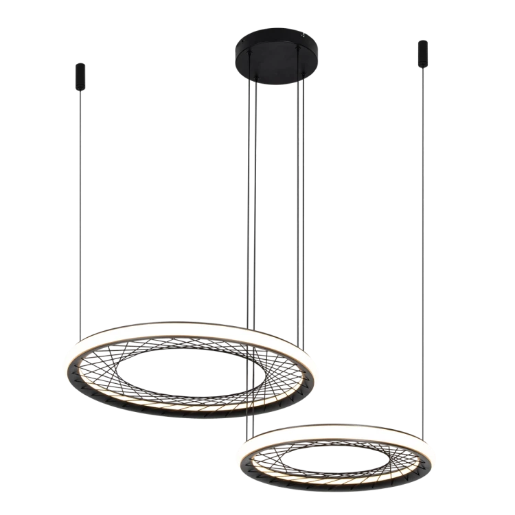Lampa sufitowa wisząca NEST 77W LED 61+41cm ML0525 Milagro nowoczesna oprawa oświetleniowa dwa świecące okręgi czarne czarna zwis Inspiracje Premium