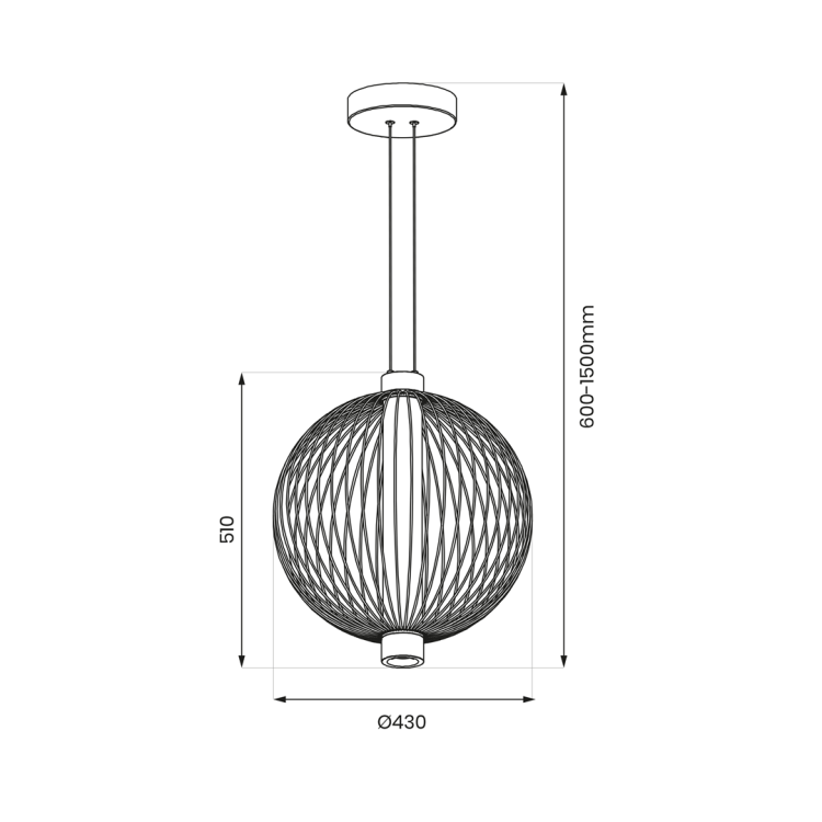 Lampa sufitowa wisząca KYOTO 32W LED śr. 43cm ML0526 Milagro nowoczesna oprawa oświetleniowa kula z drutów druciana czarna zwis Inspiracje Premium