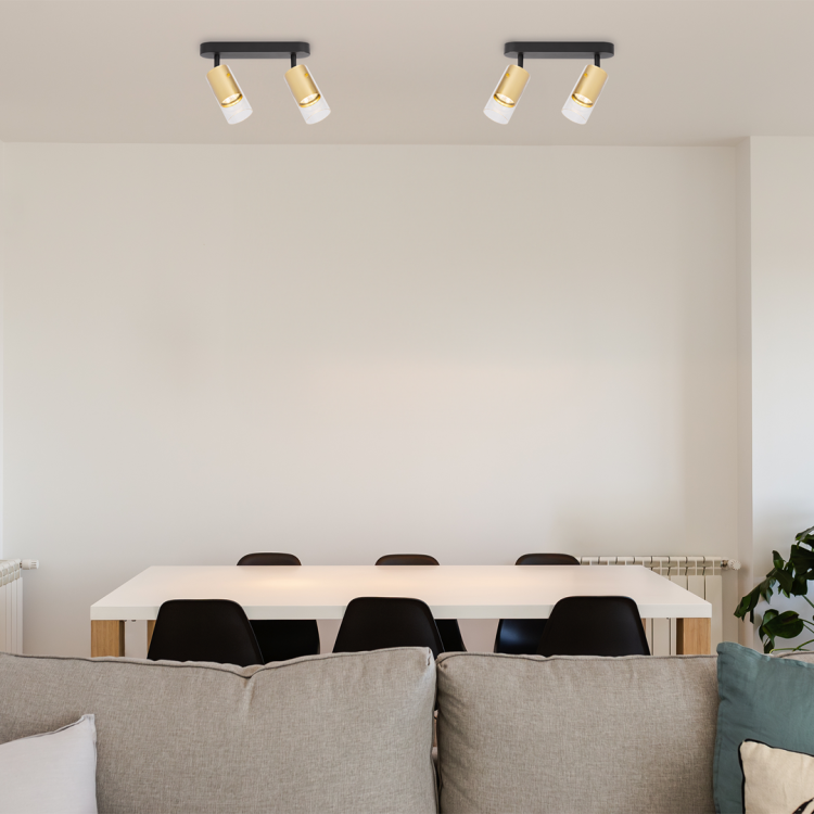 Lampa sufitowa listwa szyna natynkowa Ricky Spot Złoty 2xGU10 ML0691 Milagro 26cm Spot oświetleniowa Industrialna nowoczesna czarna czarno złota nawierzchniowa jak szynoprzewód Inspiracje Premium