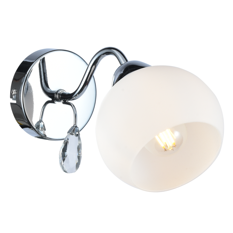 Lampa ścienna Kinkiet Connor White 1xE27 MLP0875 Milagro 1x E27 nowoczesna oprawa oświetleniowa szklana kula chrom biały biała pojedynczy Inspiracje Premium
