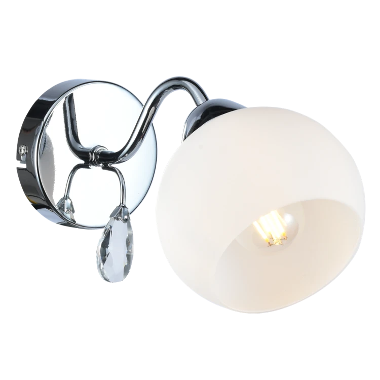 Lampa ścienna Kinkiet Connor White 1xE27 MLP0875 Milagro 1x E27 nowoczesna oprawa oświetleniowa szklana kula chrom biały biała pojedynczy Inspiracje Premium